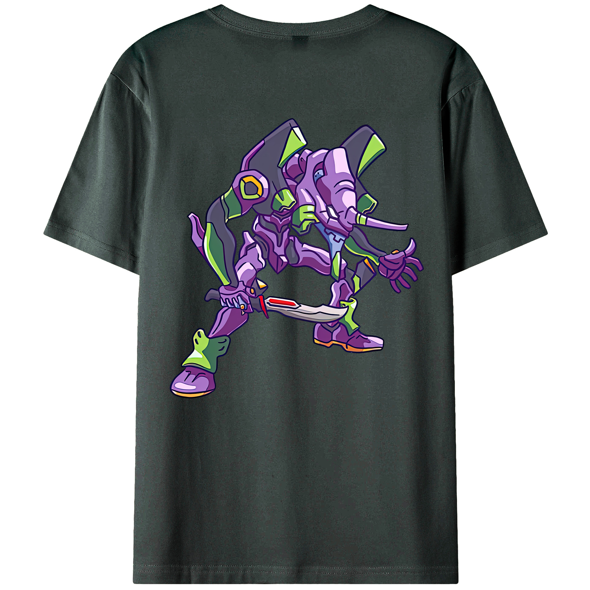 （画像用） EVA 新世紀エヴァンゲリオン 綿100％ メンズ半袖Tシャツ（バックプリント） 通気性